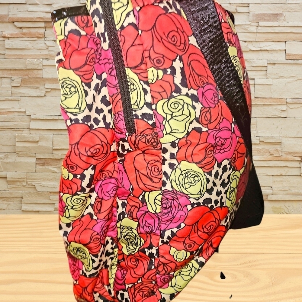 Betsy Johnson Backpack/Purse Leopard with Roses - Picture 6 of 11